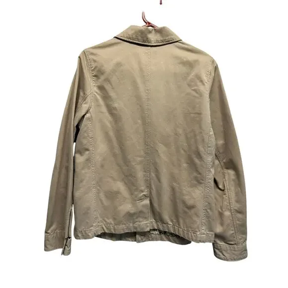 Old Navy Women's Utility Jacket Khaki Beige L Cotton Floral Lined Military Style - Picture 13 of 14